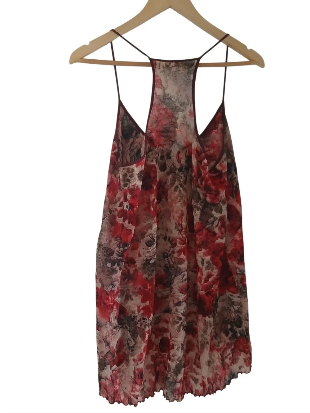 Free People Slip Tank Top Floral Babydoll Feminine Romantic Flowy Asymmetric Hem
